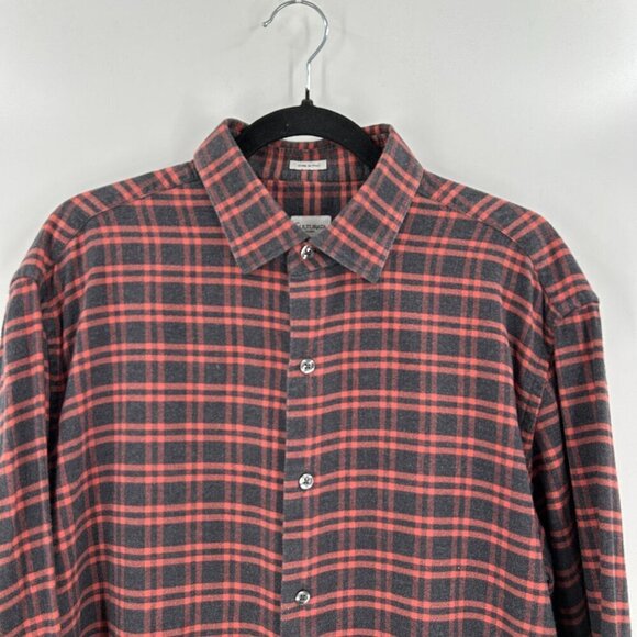 CULTURATA Men Red Gray Plaid Flannel Tailored Fit Long Sleeve Button Up Shirt XL - Picture 3 of 6